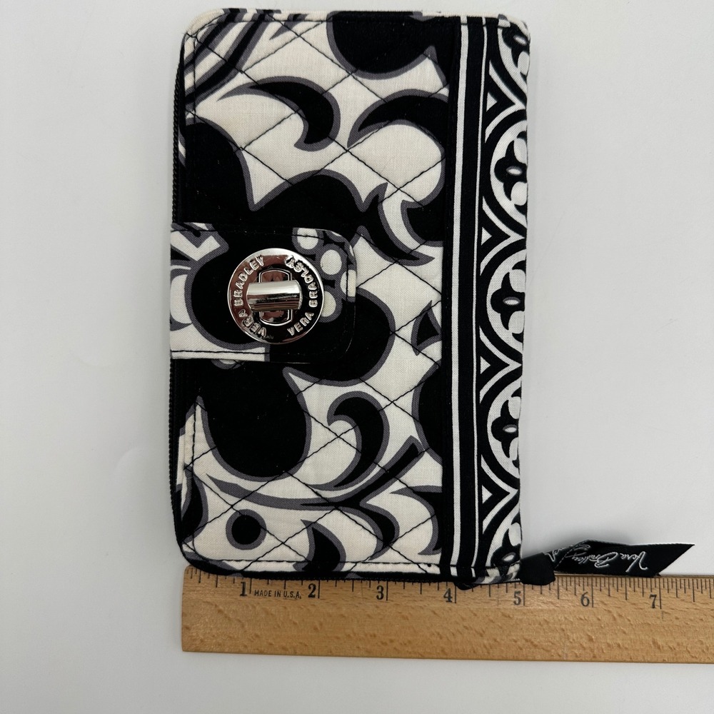 Vera Bradley Turnlock Wallet Womens OS Black White Night and Day Quilted Cotton - Picture 13 of 16